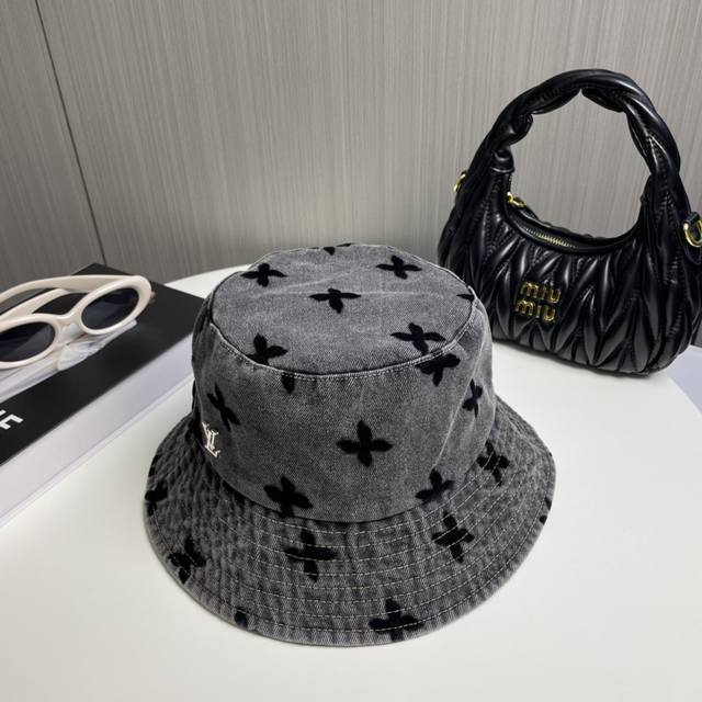 Lv Louis Vuitton Official Website High-End Version New Denim Fisherman's Hat Wit