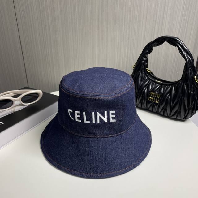 Comes With A Dust Bag, Celine New Wash Denim Embroidered Fisherman's Hat, Best Q