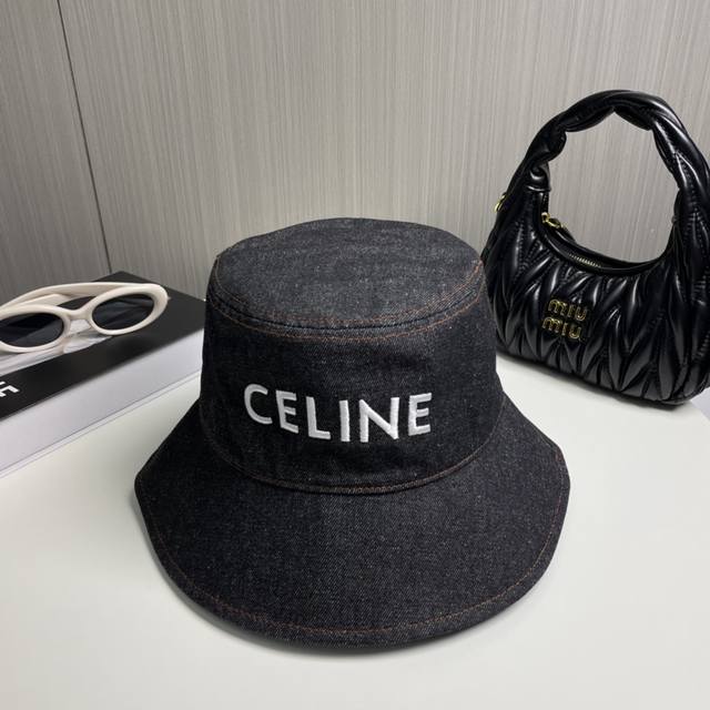 Comes With A Dust Bag, Celine New Wash Denim Embroidered Fisherman's Hat, Best Q
