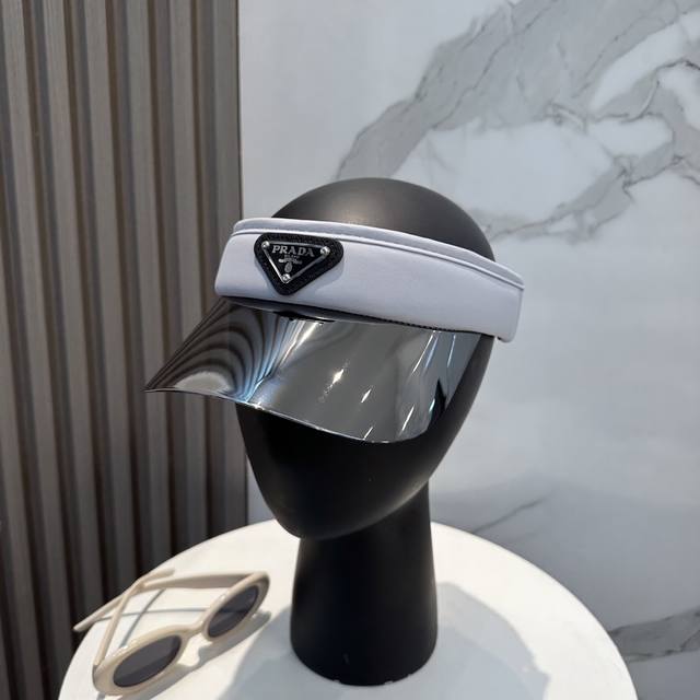 Prada New Mirrored Visor Hat, Custom-Made Ultra-Thin Cotton Fabric, Simple And F