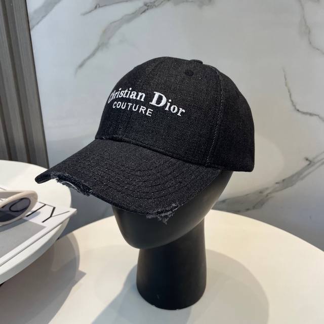 Dior New Embroidered Denim Baseball Cap, 100% Cotton Lining, Lightweight And Bre