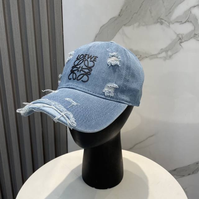 Loewe New Washed Denim Baseball Cap With Holes Newly Launched Washed Denim Serie
