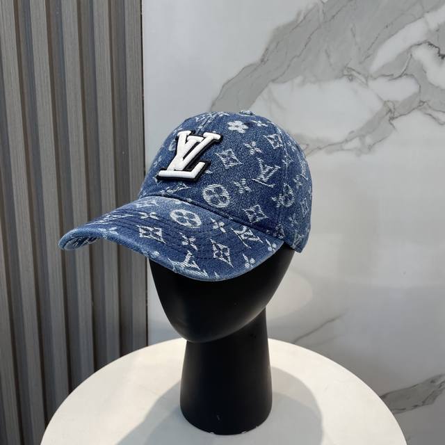 Lv Louis Vuitton New Denim Baseball Cap, Washed Denim Style With Street Style, P