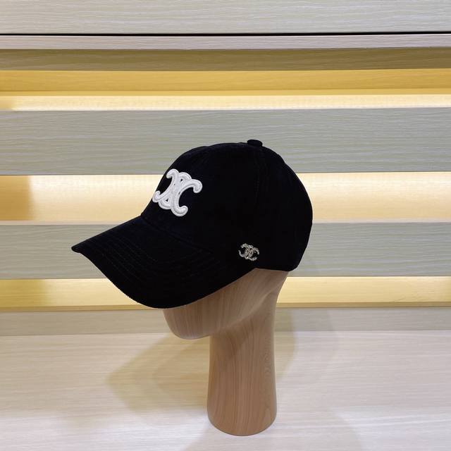 Exclusive Celine New Triumph Arch Embroidered Corduroy Baseball Cap. Since There