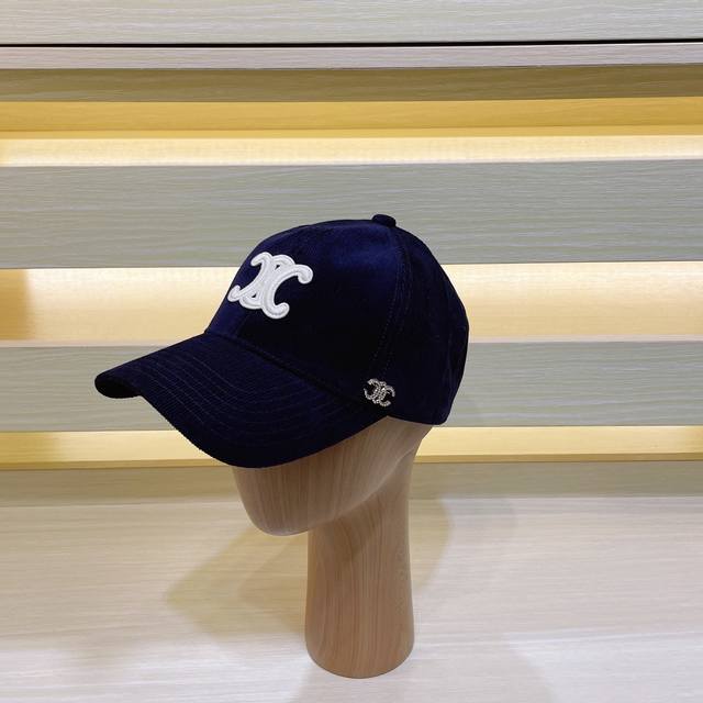 Exclusive Celine New Triumph Arch Embroidered Corduroy Baseball Cap. Since There