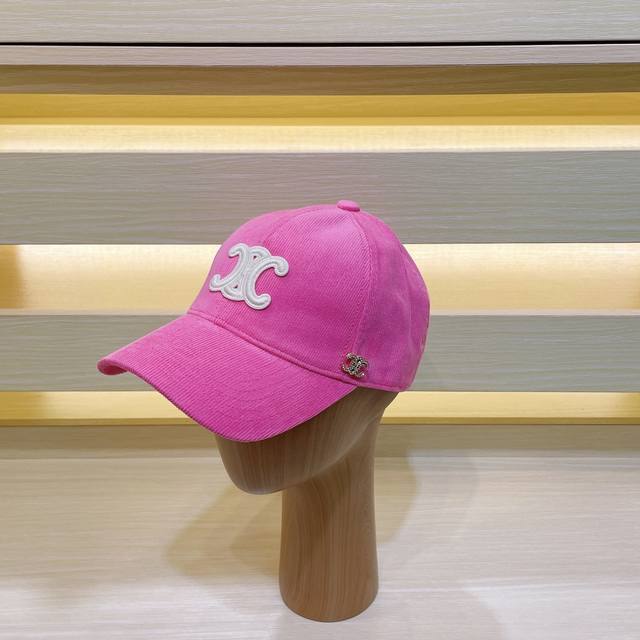 Exclusive Celine New Triumph Arch Embroidered Corduroy Baseball Cap. Since There