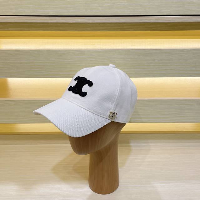 Exclusive Celine New Triumph Arch Embroidered Corduroy Baseball Cap. Just As The