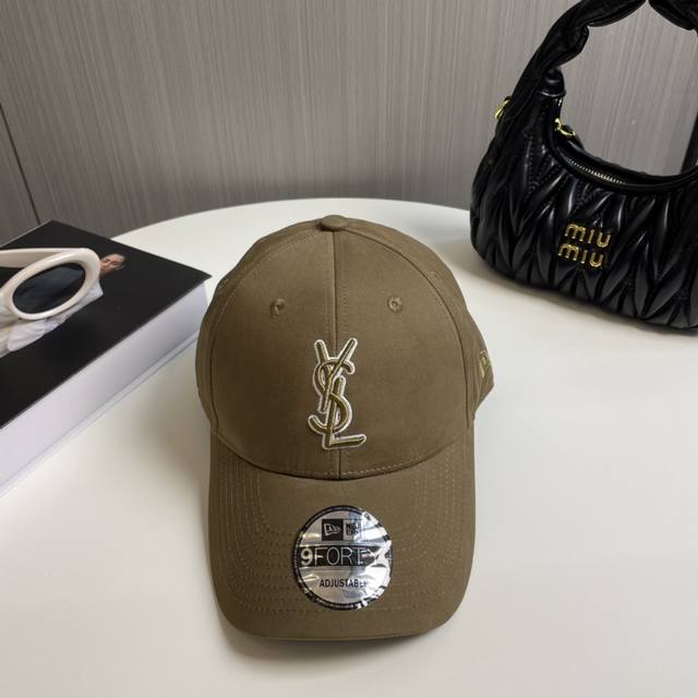 Ysl Saint Laurent Authentic Original Single-Piece Letter Embroidered Baseball Ca
