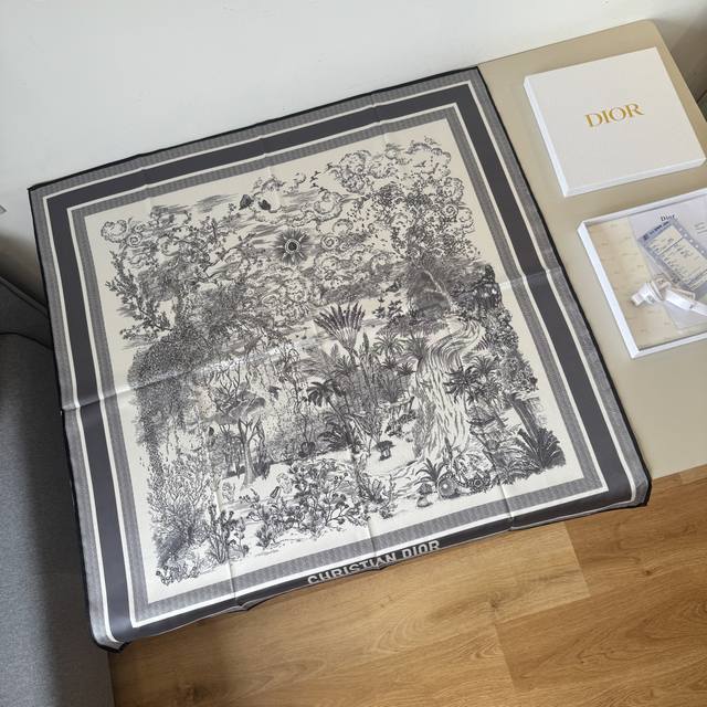 Dior Jungle Hand-Painted Square Scarf Size: 90X90Cm Material: 100% Silk The Myst