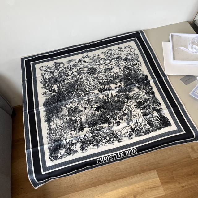 Dior Jungle Hand-Painted Square Scarf Size: 90X90Cm Material: 100% Silk The Myst
