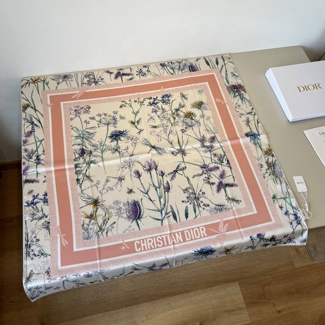 Dior New Silk Square Scarf Floral Series Vibrant And Lively This Scarf Is Adorne