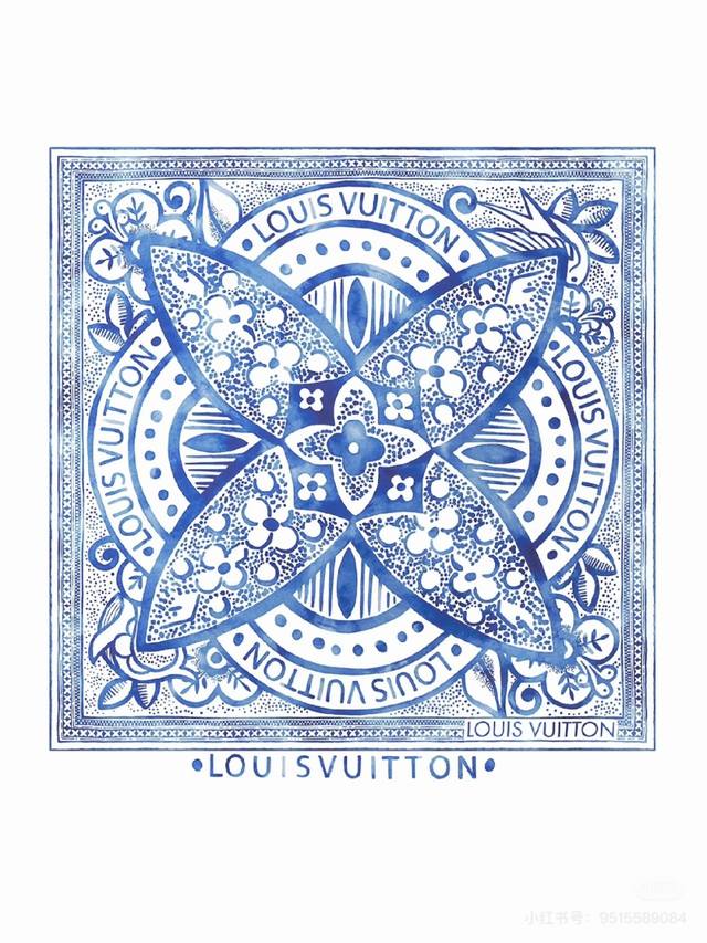 Lv Original Single-Piece Handkerchief, Lv Watercolor Floral Handkerchief, Diagon