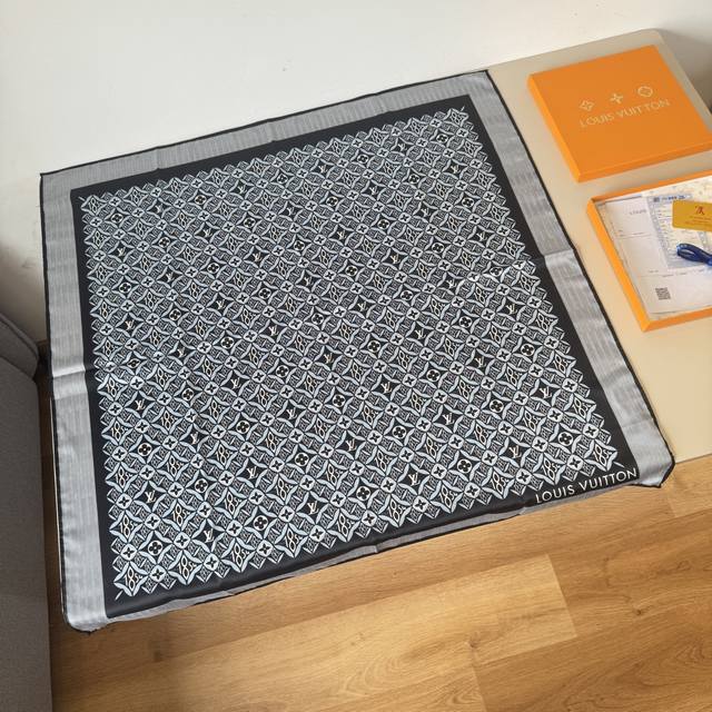 Lv Silk Square Scarf, Classic 1854 Diagonal Silk Material With Hand-Rolled Edges