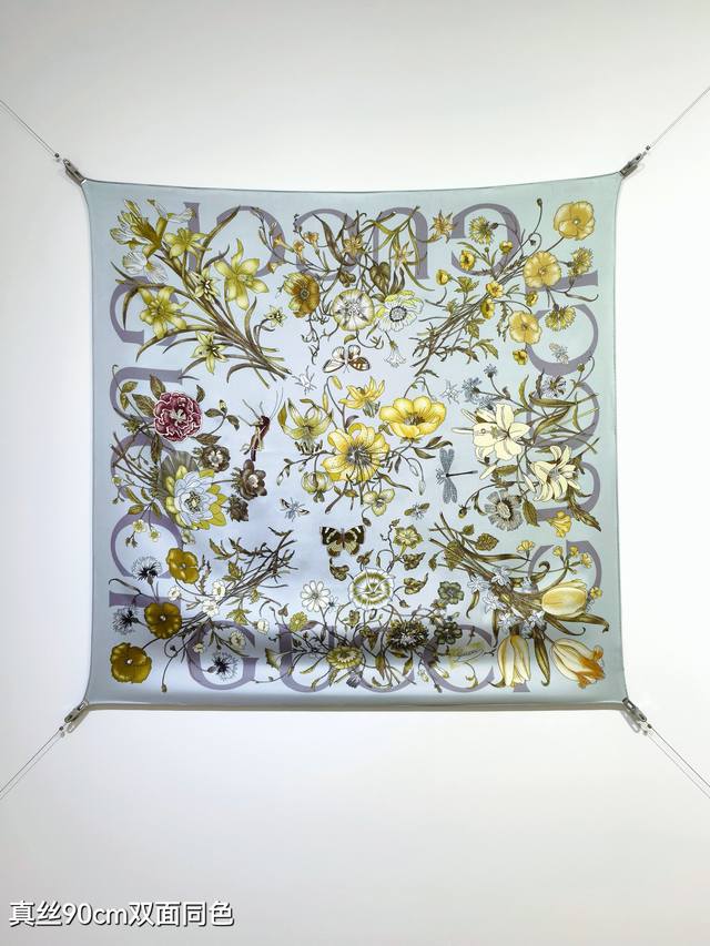 Sgc2502 18-Meter Double-Sided 90X90Cm Twill Silk Gucci Flora Floral