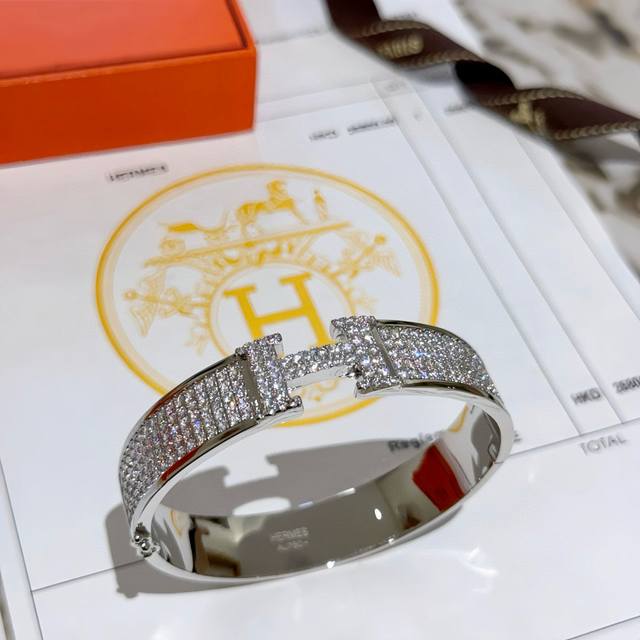 Herm S Bracelet Original Custom Wide Bracelet Moissanite Diamond Craftsmanship I