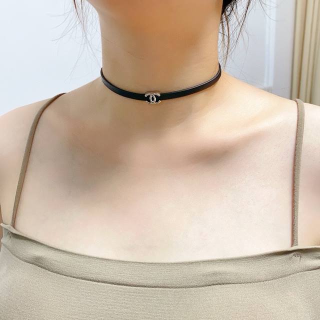Chanel Latest Double C Leather Collar Necklace, Ultra-Unique Leather, Versatile