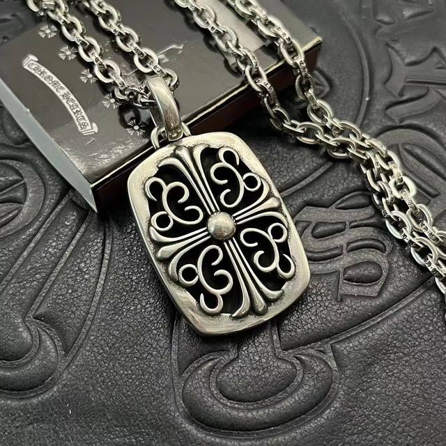 Ch Croatian-Style Vine Cross Flower Pendant Necklace, High-Quality Sterling Silv