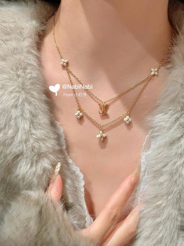 Model No. Lxl0034 Lv* Latest Flower Double-Layer Necklace, Consistent Z-Batch Br