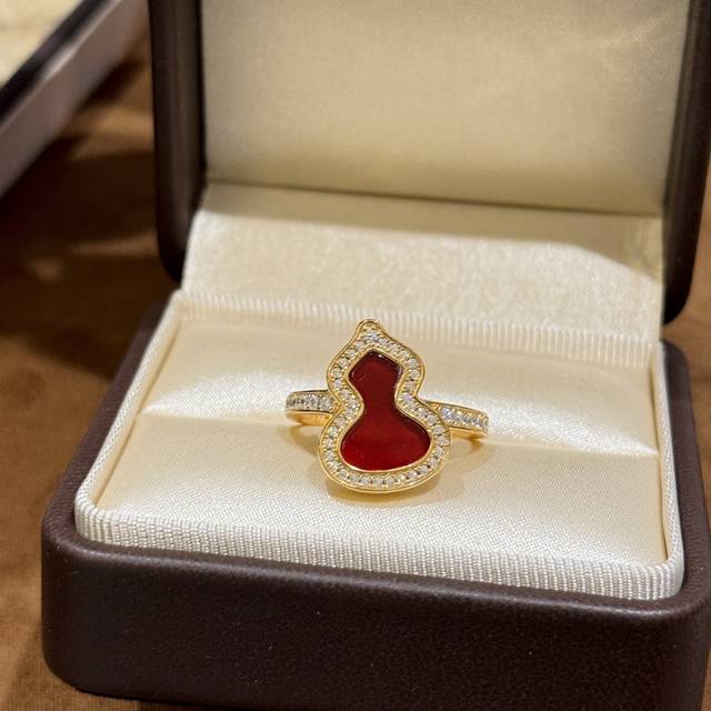 A5923 Wulu Lace High-End Jewelry Gourd Series Red Agate Ring Custom-Made 925 Ste