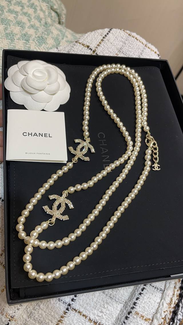 Code Xxl0820 Ch*Nel Latest Pearl Sweater Chain, Square Diamond Double C-Shaped P