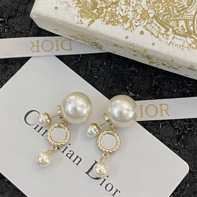 Code E2246 Dior Earrings - Hot-Selling New Arrival! Dior Double Pearl Round Mirr
