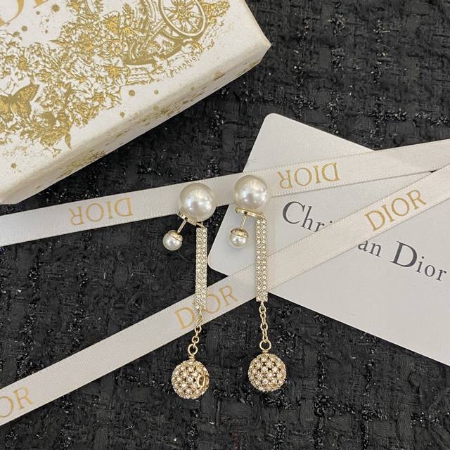 Code E2244 Dior Earring Hot-Selling New Arrival Dior Double Pearl Crystal Lace F