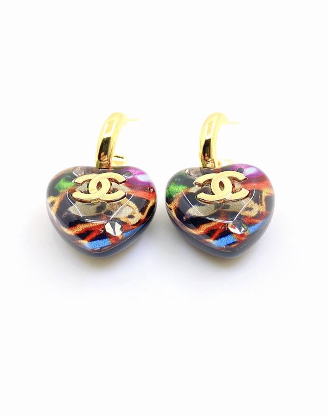 Ch*Nel Latest Multicolored Heart Ear Hooks, Made Of Zp Brass Material.
