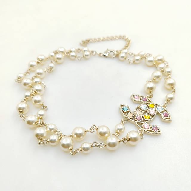 Ch*Nel Latest Color Diamond Five-Pointed Star Double-Layer Necklace, Consistent