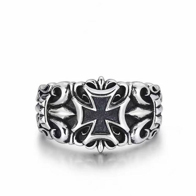 New Arrival] Chrome Hearts Retro Thai Silver S925 Silver Cross Ring For Men, Adj