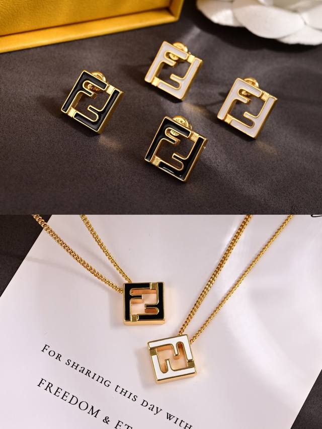 Necklace And Earrings New Fendi Logo Set High-End Customization, New Bestseller