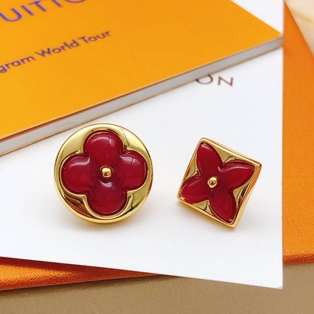 Code Led0145 Lv* Latest Red Floral Stud Earrings, Made Of Zp Brass.