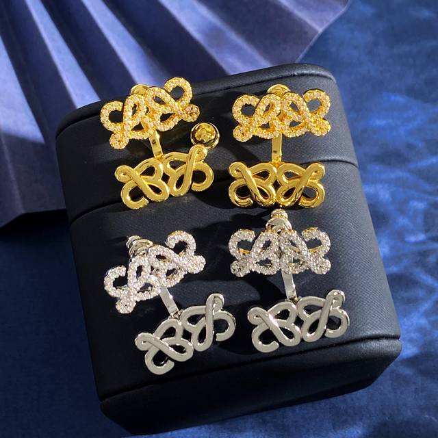 Loewe Ins-Style High-End Fashion Half-Diamond Half-Polished Square Linear Letter