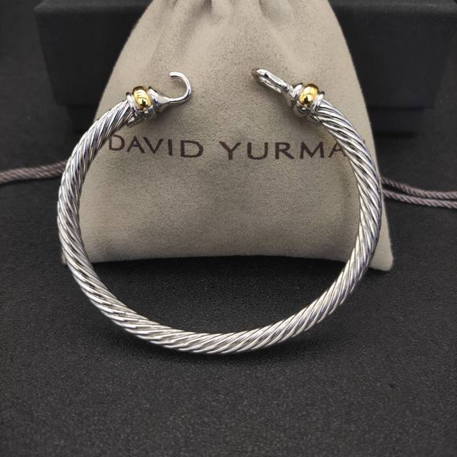 David Yurman 5Mm Two-Tone Hook-Closure Bracelet. Recommended For Wrist Sizes 15-