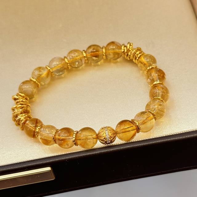 A5906 Ins-Style Yellow Crystal Jade Lucky Charm Bead Bracelet. So Elegant Only T