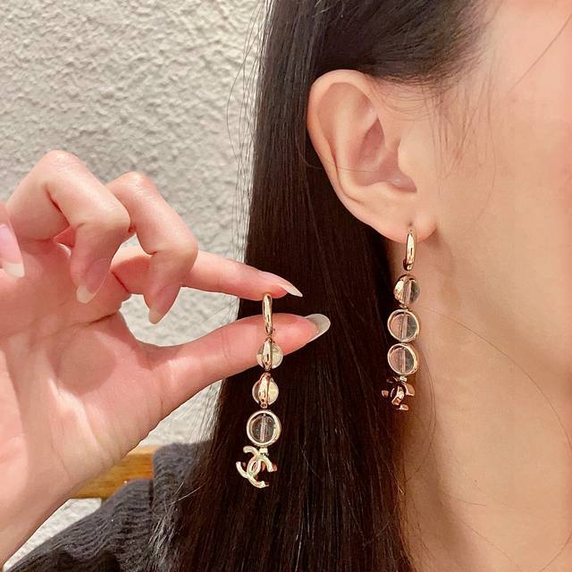 Chanel Transparent Pearl Double C Earrings