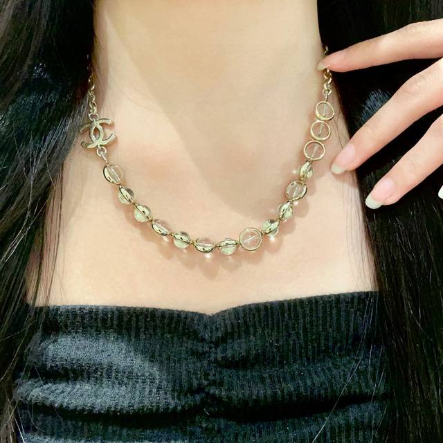 Chanel Transparent Pearl Double C Necklace