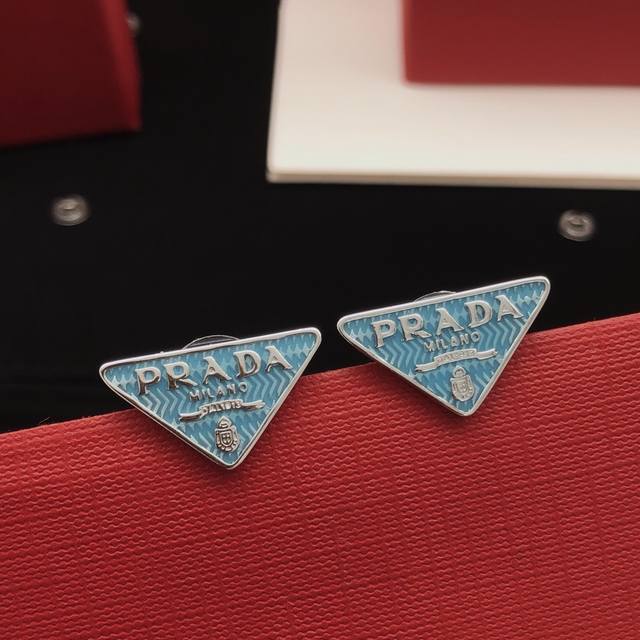 Model No. Ped0022 Prada* Latest Model Light Blue Triangle Ear Studs, Zp Brass Ma