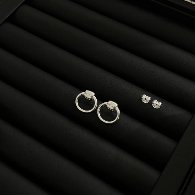 New Arrival Gucci 925 Sterling Silver Horse Bit Ear Studs
