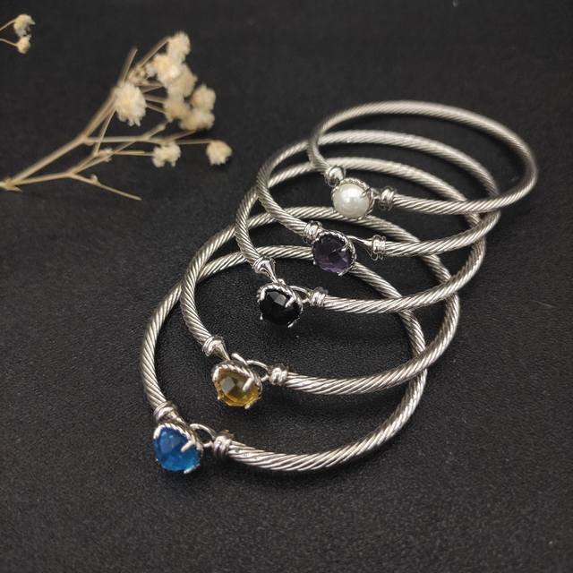 David Yurman 3Mm Master Bracelet. Available In Five Styles: Purple Diamonds, Bla