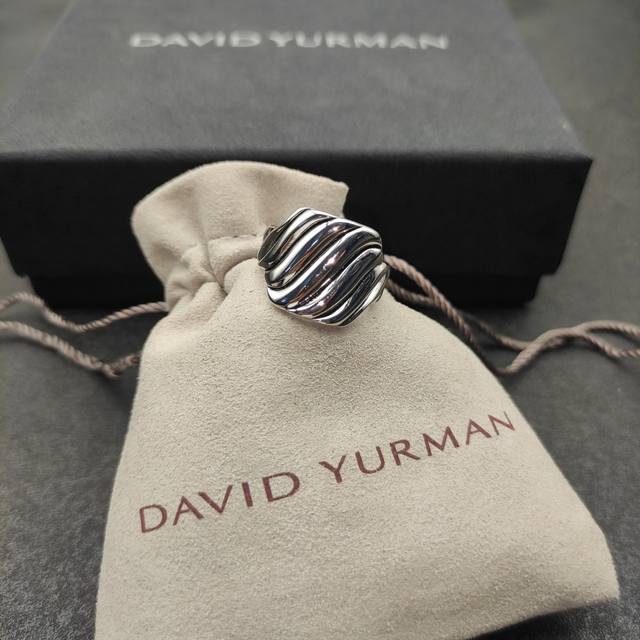 New Arrival. David Yurman 17Mm Silver Wavy Ring Size: Us Sizes 6-7-8-9, Four Siz