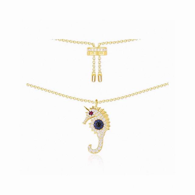 Apm Monaco Lucky Seahorse Necklace For Women, Fashionable Pendant, French-Style