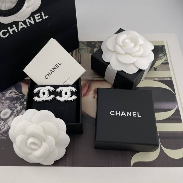 Our Product: Fragrant White Enamel Silver C Stud Earrings Z 4500, Bulk Orders Av