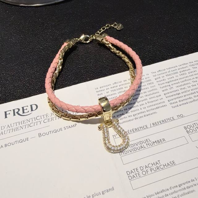 Batch: Hot-Selling Fred Full-Diamond Horseshoe Clasp Double-Layer Bracelet, Clas