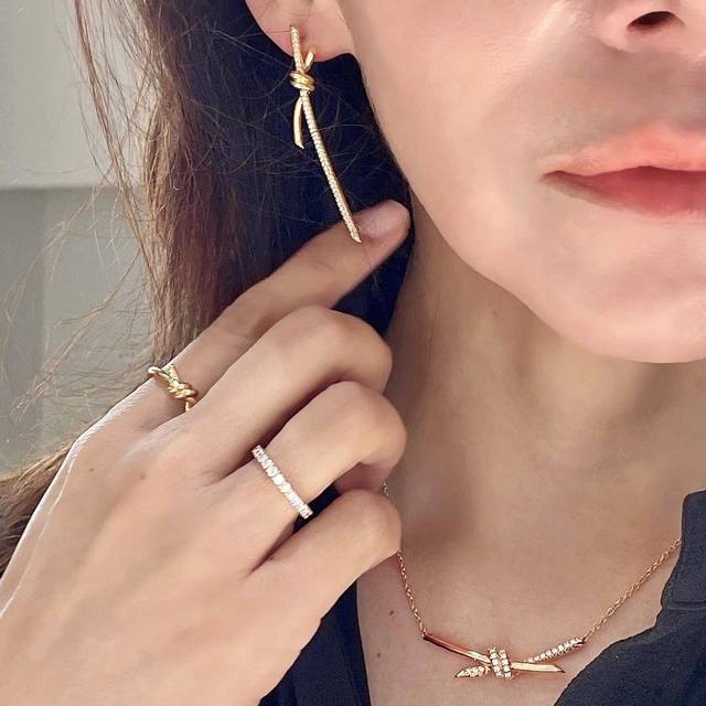 Color-Matching Knot Necklace, Available In Custom-Made Genuine Gold And Diamonds
