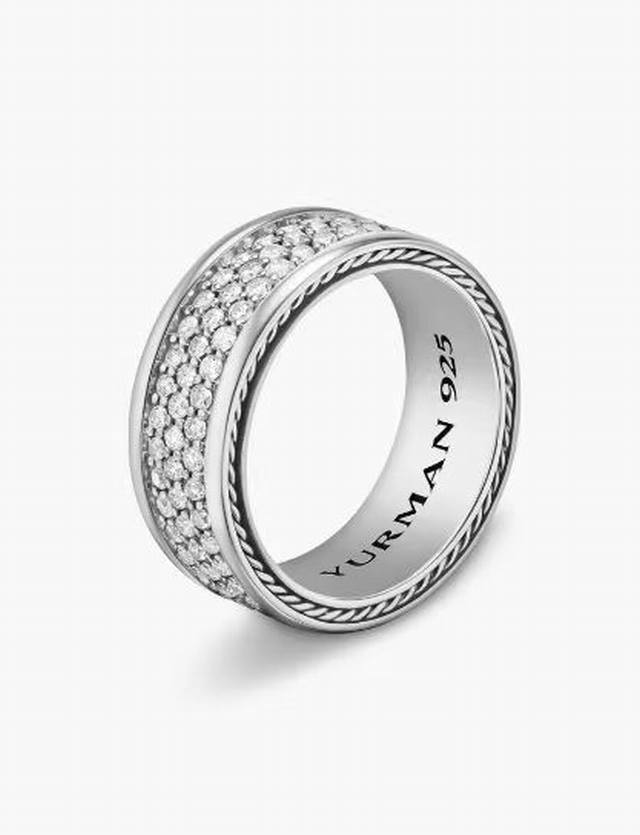 New Arrival. David Yurman 8.5Mm Threaded Full Diamond Ring, White Diamond Versio