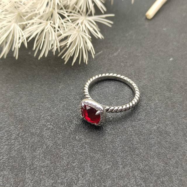 David Yurman Four-Prong Square Diamond Ring, Red Diamond Edition Size: Us Sizes,