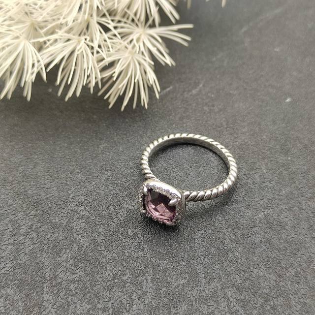 David Yurman Four-Prong Square Diamond Ring, Purple Diamond Edition Size: Us Siz