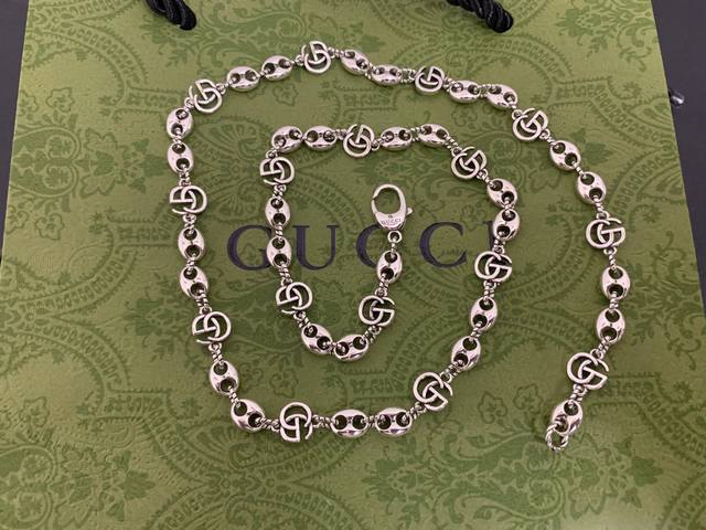 In Stock! Gucci Pig Nose Double G Necklace, Length: 60 Cm, Item Number: 56423