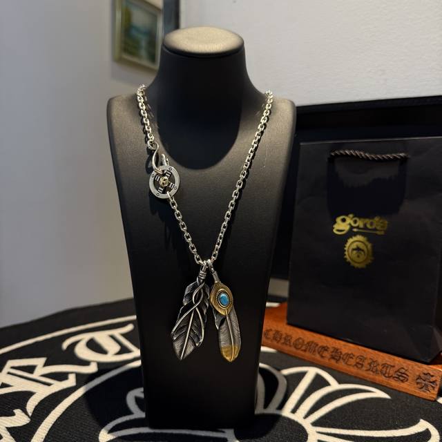 New Arrival Goro's Takahashi Gor Double Feather Necklace, Top-Tier Version. Auth