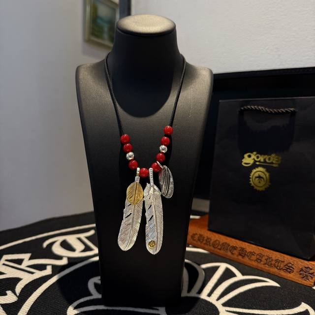 New Arrival: Goro's Takahashi Gor Feather-Dot Leather Cord Necklace, Adjustable